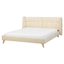 Bed Velvet SENLIS 160 x 200 cm (EU King Size) Beige