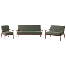 Living Room Set 6 Seater ESRUM Fabric Dark Brown/ Green
