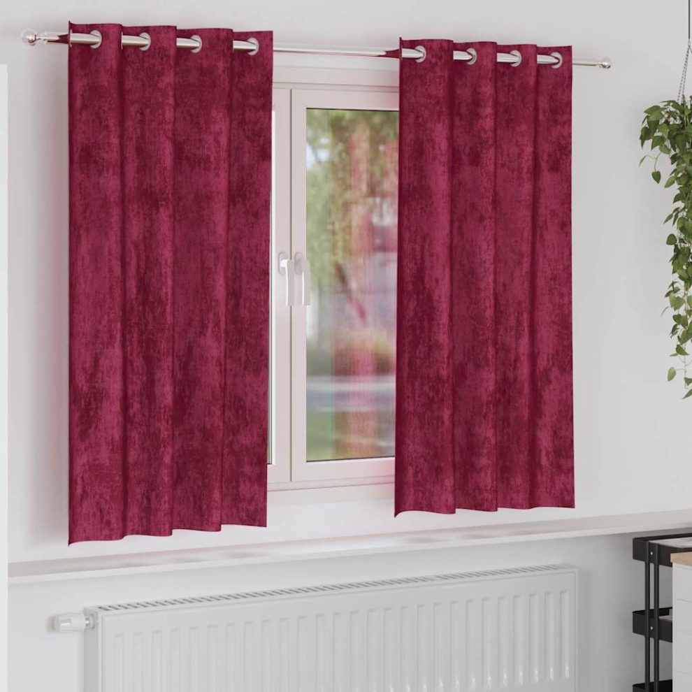 VIDAXL - Velvet Curtains - 175 x 140 cm - Red - Image 2