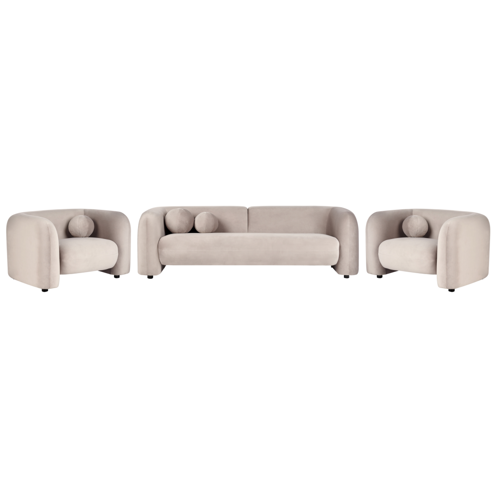 Beliani Living Room Set 5 Seater Leiren Velvet Taupe Brown