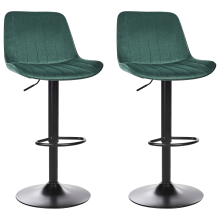 Set of 2 Bar Chairs DUBROVNIK Velvet Swivel Emerald Green
