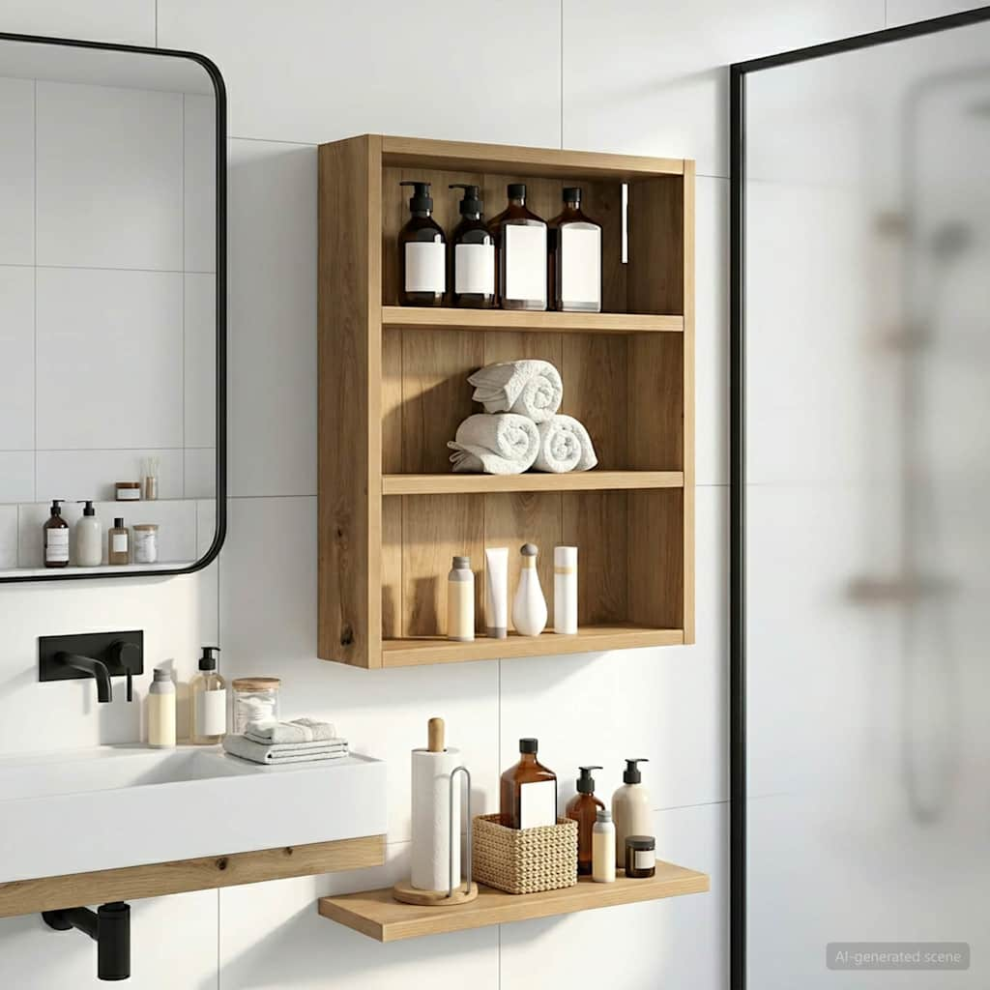 Vidaxl Bathroom Wall Cabinet With Shelf Artisian Oak 40 X 10 X 50 Cm