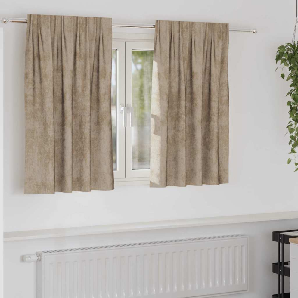 Vidaxl Velvet Curtains 2 Pcs Champagne 140 X 140 Cm Velvet - Cream, Cream - Image 2