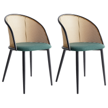 Set of 2 Dining Chairs CORNELL Metal Green