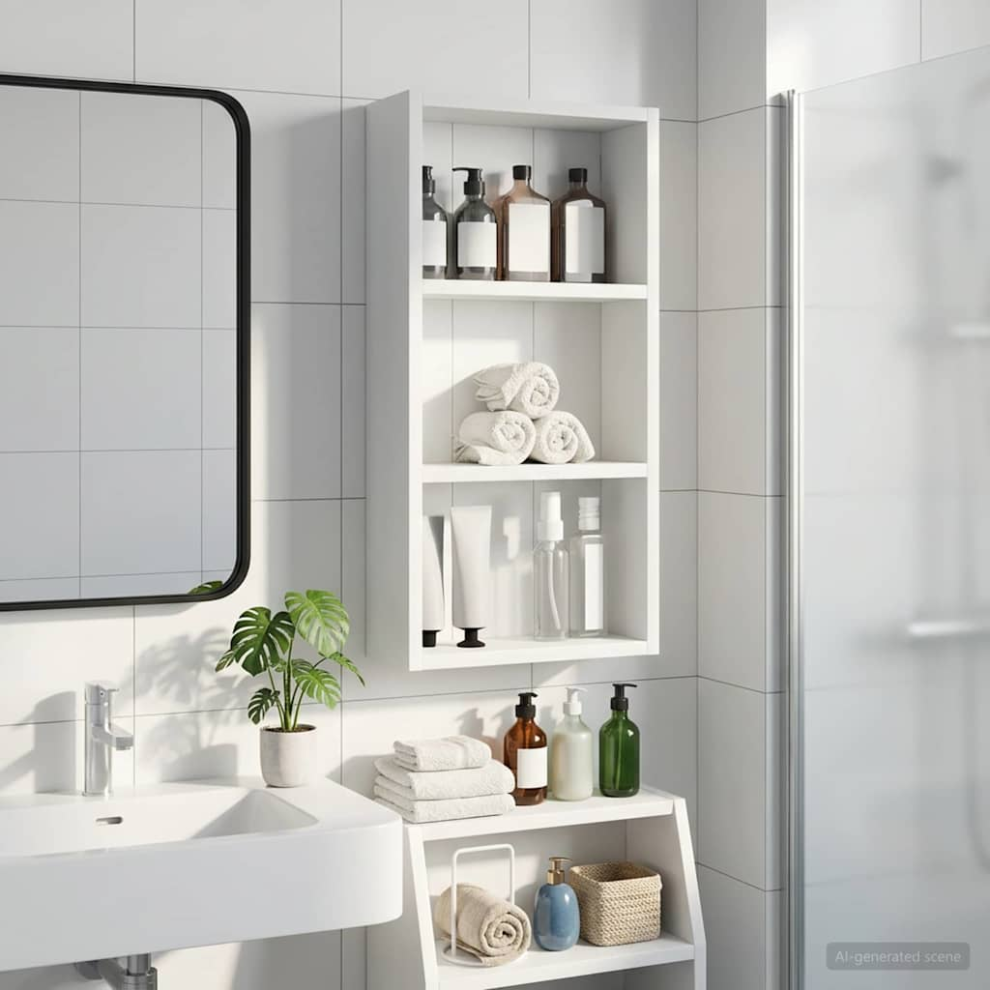 Vidaxl Bathroom Wall Cabinet White 30 X 10 X 60.5 Cm Engineered Wood