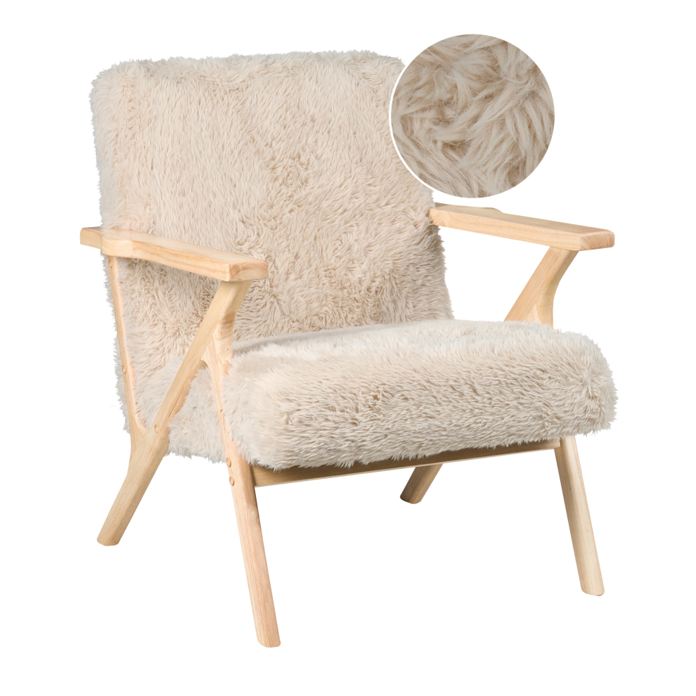 Beliani Armchair Kisa Faux Fur Light Beige Cream
