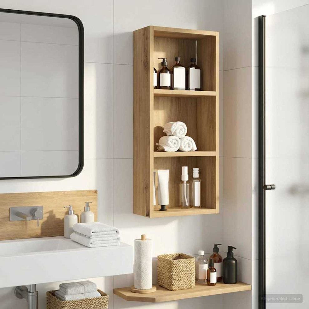 Vidaxl Bathroom Wall Cabinet With Shelf Artisian Oak 30 X 14 X 70 Cm