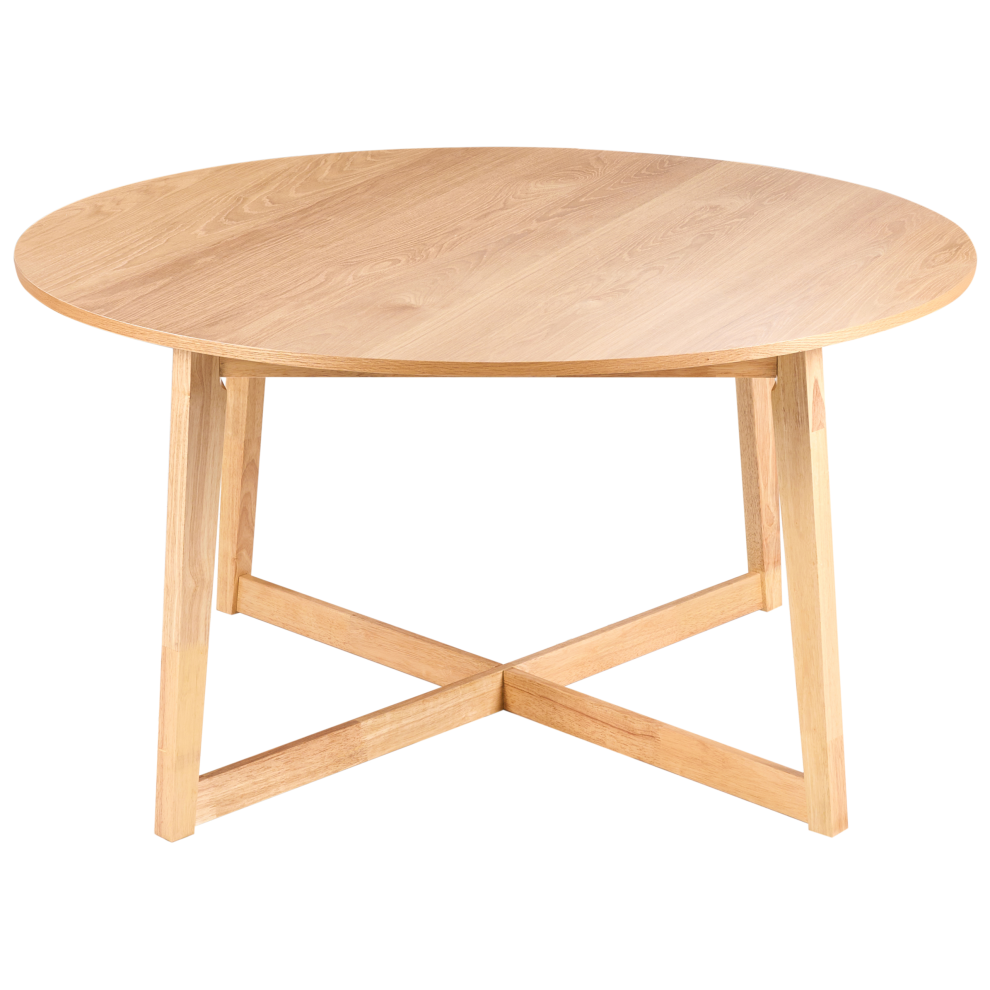 Beliani Dining Table Waipori Light Oak 140 Cm 140 Cm