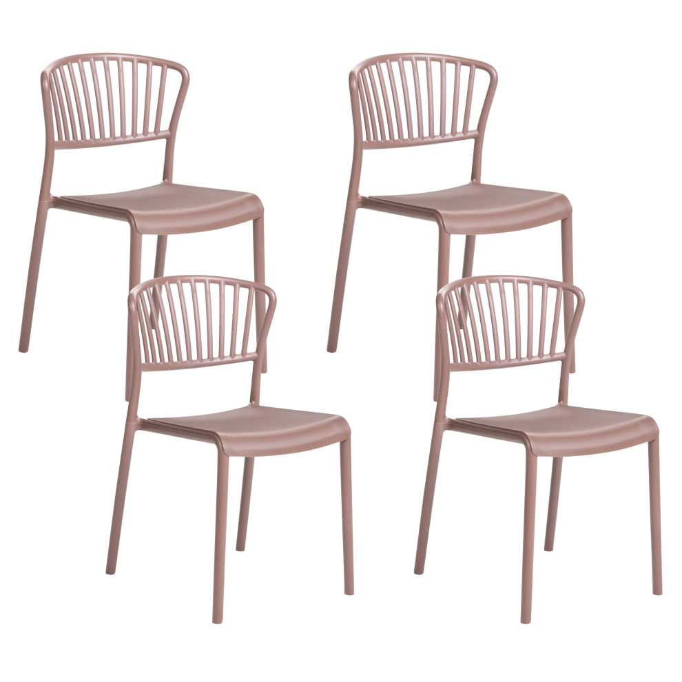 Beliani Set Of 4 Garden Chairs Gela Brown