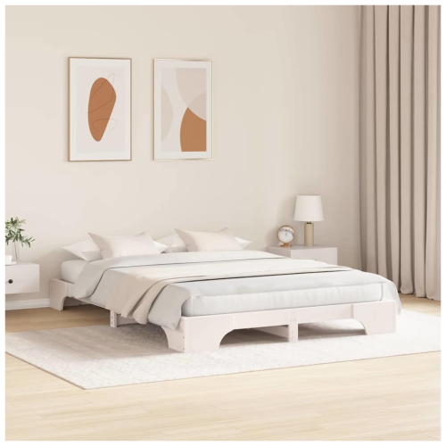 VidaXL vidaXL Bed Frame White 150 x 200 cm Solid Pine Wood 2