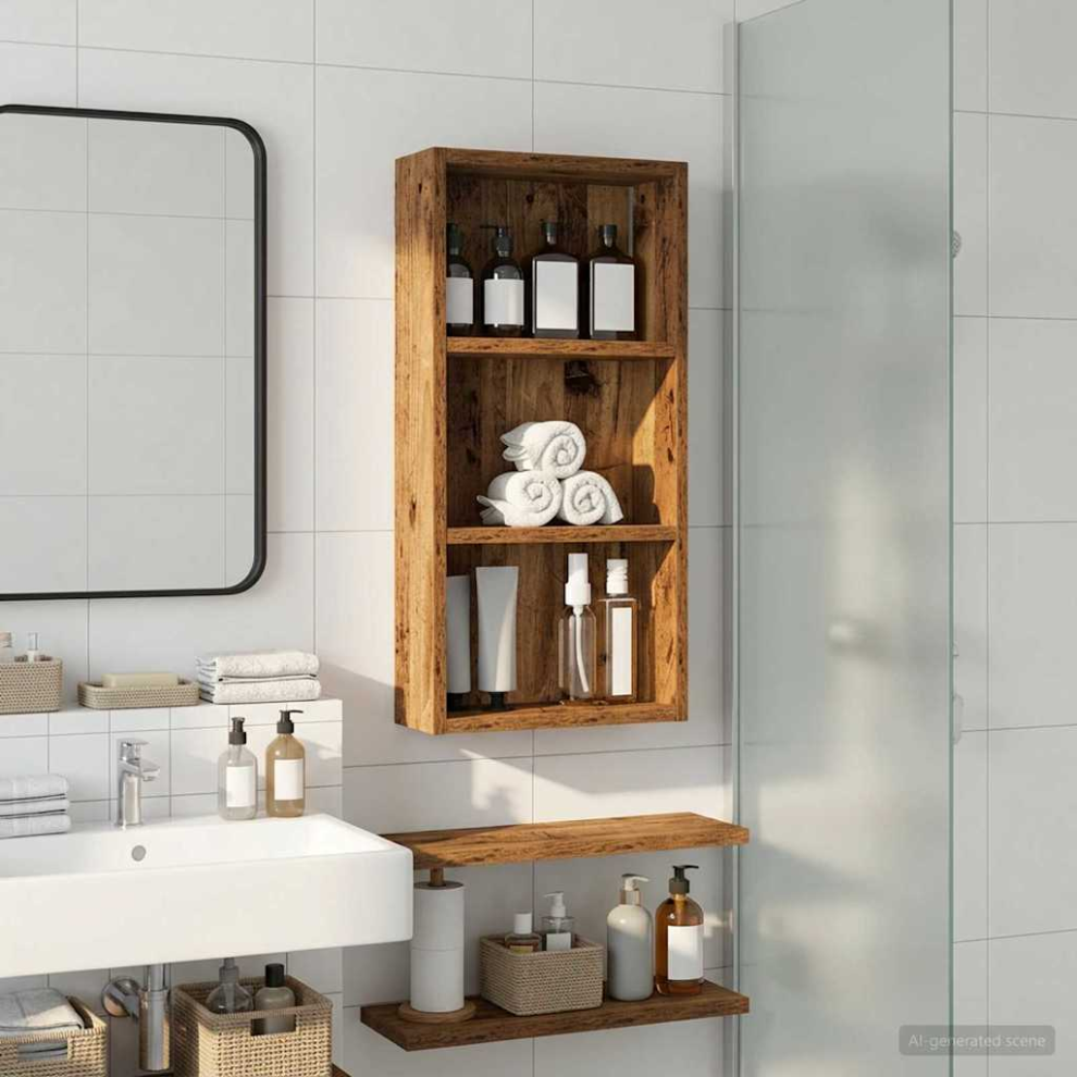 Vidaxl Bathroom Wall Cabinet With Shelf Old Wood 30 X 10 X 60.5 Cm