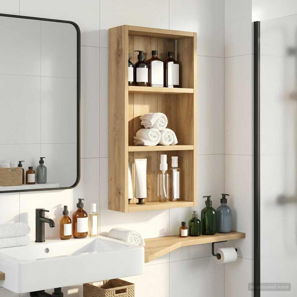 Vidaxl Bathroom Wall Cabinet With Shelf Artisian Oak 30 X 10 X 60.5 Cm