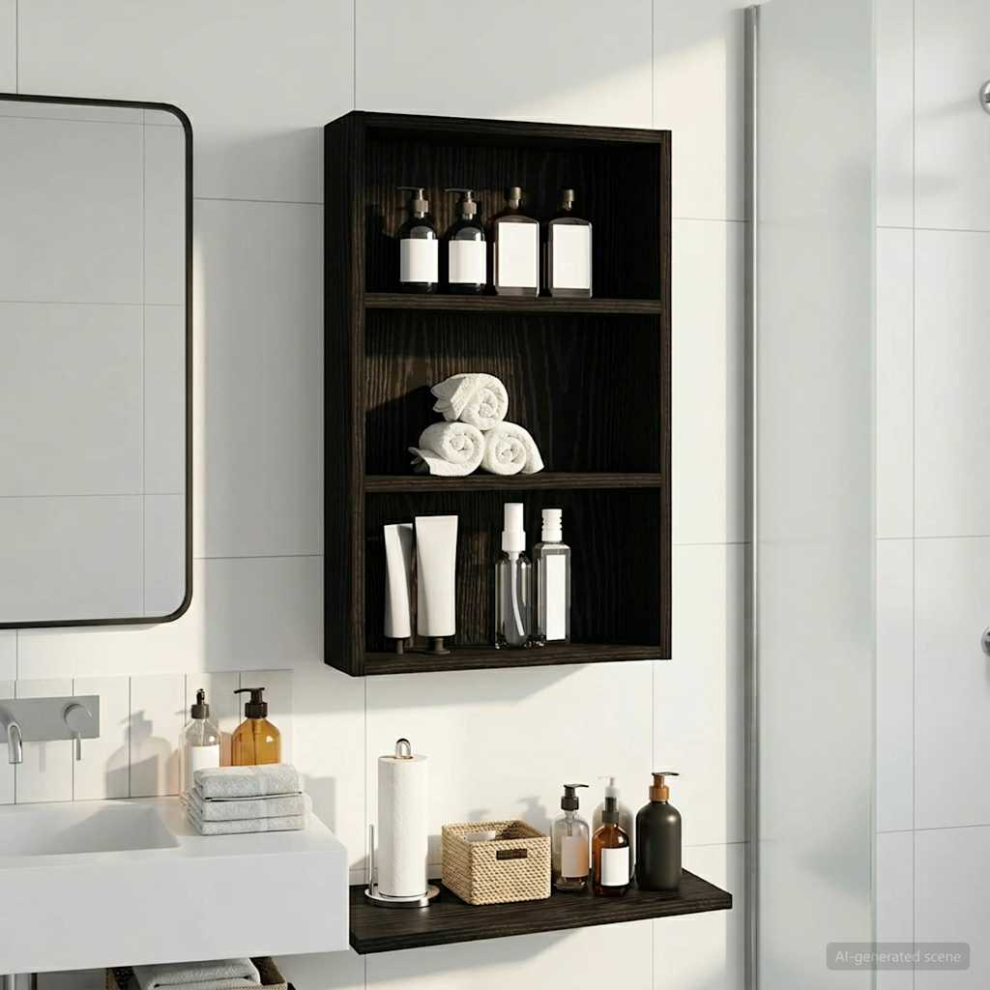 Vidaxl Bathroom Wall Cabinet With Shelf Black Oak 40 X 10 X 60.5 Cm