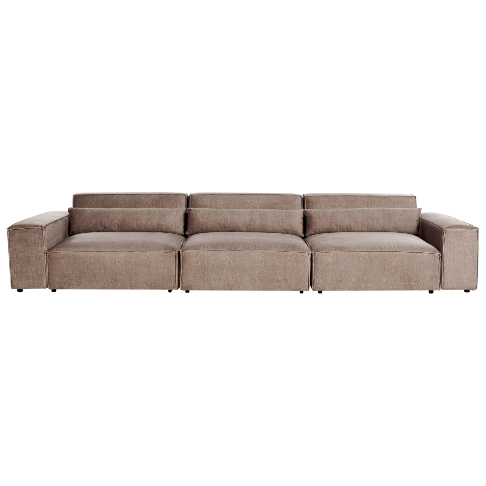 Beliani Modular Sofa 3 Seater Hellnar Light Brown Fabric