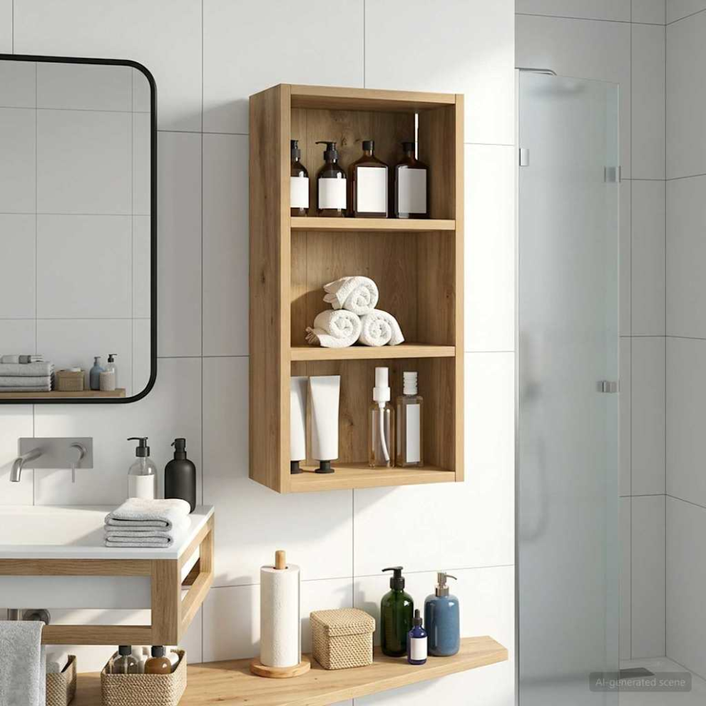 Vidaxl Bathroom Wall Cabinet With Shelf Artisian Oak 30 X 16 X 62.5 Cm