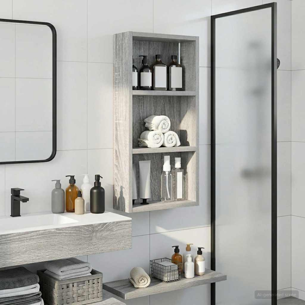 Vidaxl Bathroom Wall Cabinet With Shelf Grey Sonoma 30 X 10 X 60.5 Cm