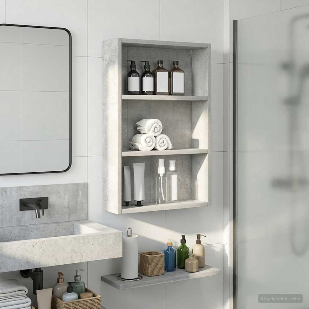 Vidaxl Bathroom Wall Cabinet Concrete Grey 40 X 10 X 60.5 Cm