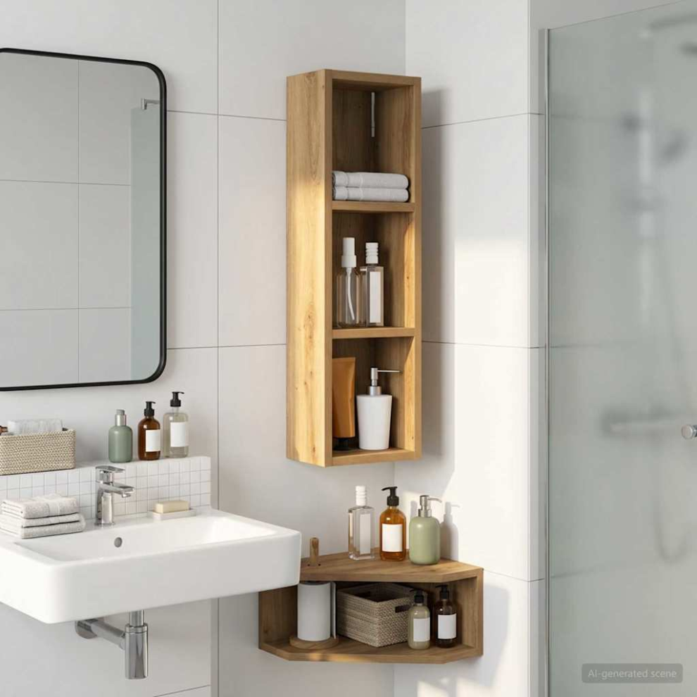 Vidaxl Bathroom Wall Cabinet With Shelf Artisian Oak 20 X 14 X 70 Cm