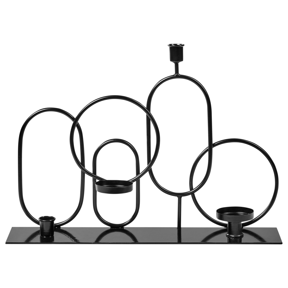 Beliani Candle Holder Cobh Metal 30 Cm Black