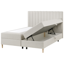 Divan Bed with Storage OFFICER Fabric Off-White 160 x 200 cm (EU King Size)