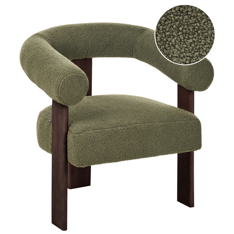 Beliani Armchair Ilbro Boucle Green/ Dark Brown Green,Brown