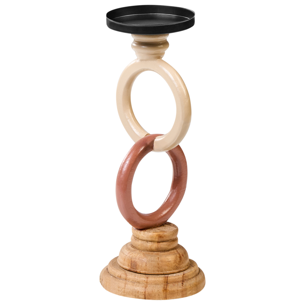Beliani Candle Holder Waterford Pine Wood 29 Cm Multicolour
