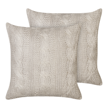 Set of 2 Decorative Cushions CONSTYLIS Cotton 45 x 45 cm Taupe Solid