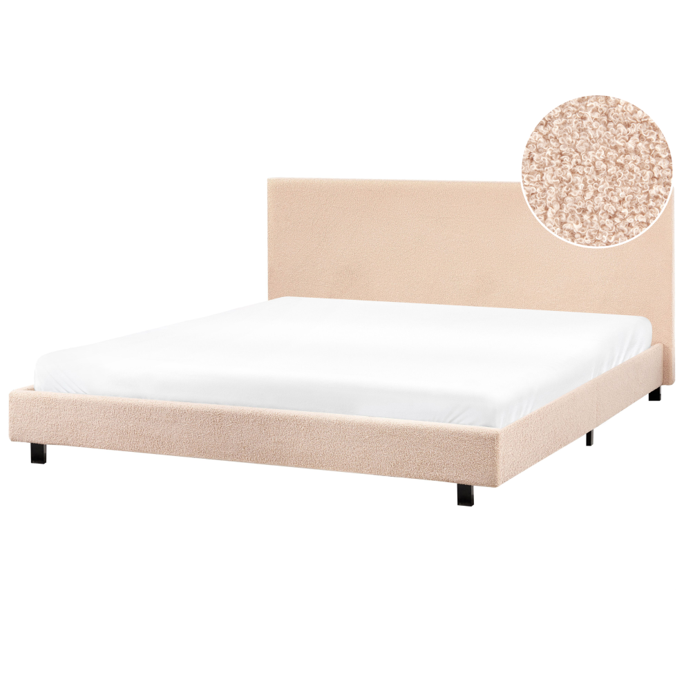 Beliani Waterbed Boucle Albi 180 X 200 Cm (Eu Super King) Beige Cream