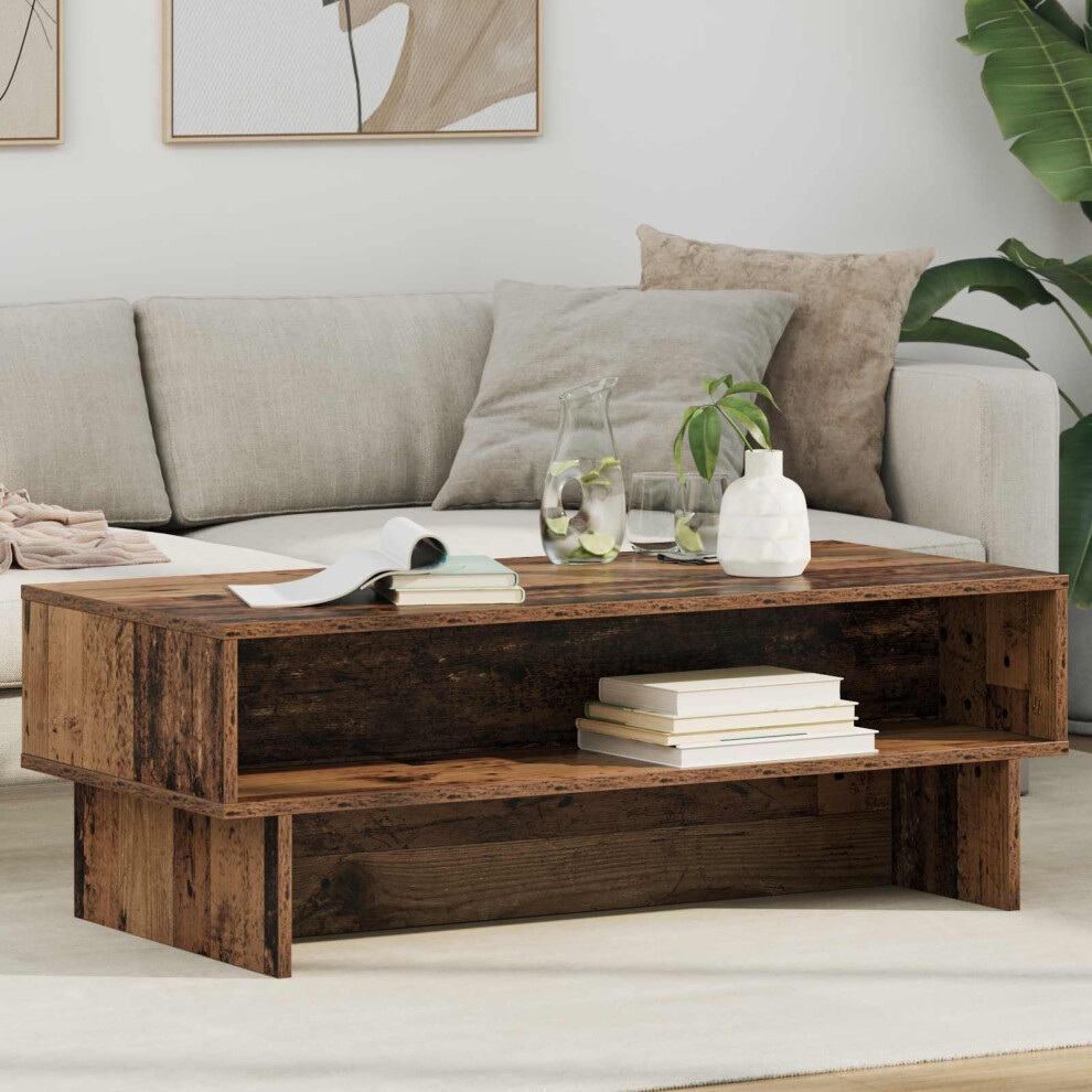 Vidaxl Coffee Table Old Wood 100 X 46 X 35 Cm Engineered Wood Brown