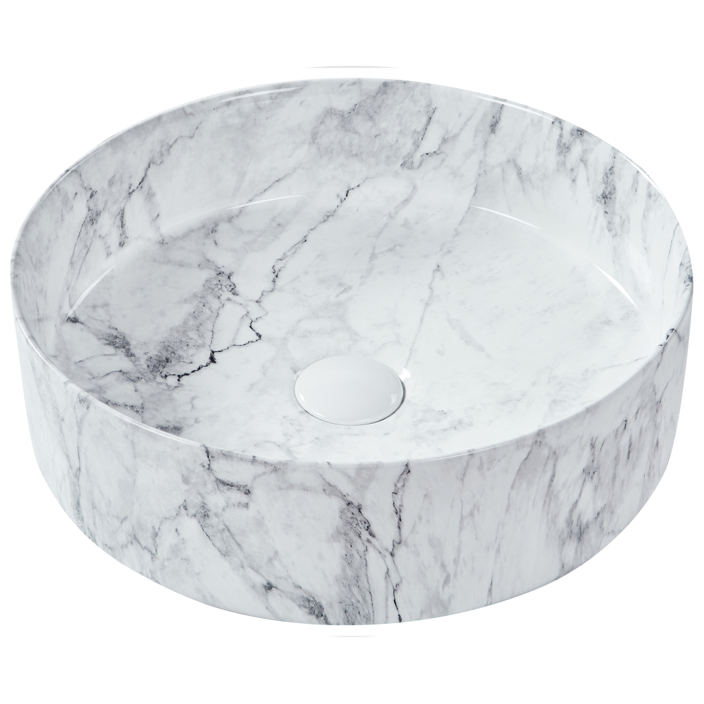 Beliani Countertop Basin Manis 400 Mm Ceramic Marble White