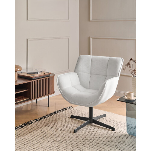 Beliani Swivel Armchair AUMA Fabric White 1