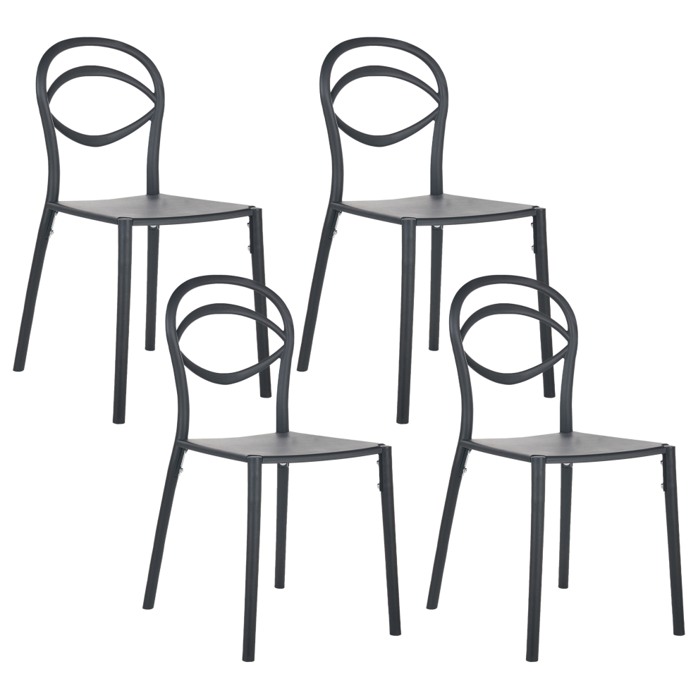 Beliani Set Of 4 Garden Chairs Covolo Black