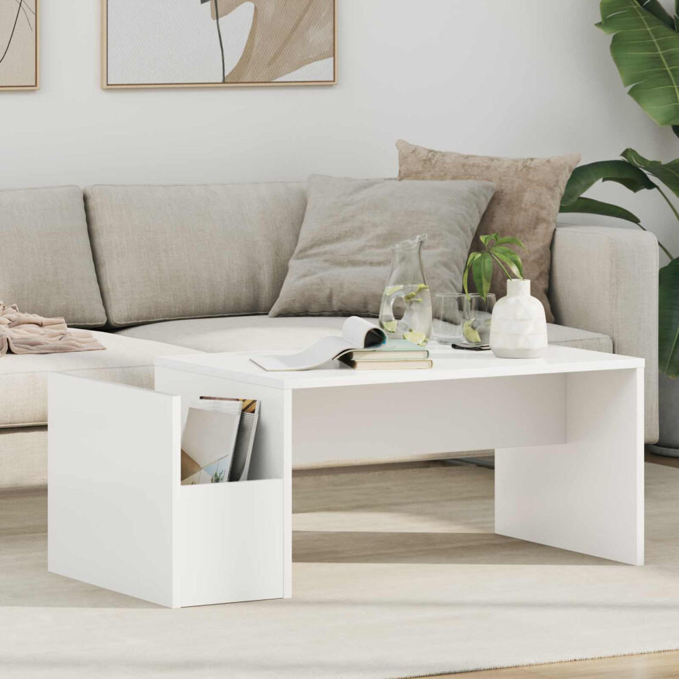 Vidaxl Coffee Table White 90 X 45 X 35 Cm Engineered Wood White,Brown
