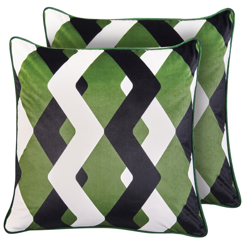 Beliani Set Of 2 Outdoor Cushions Sway Geometric Pattern 45 X 45 Cm Multicolour