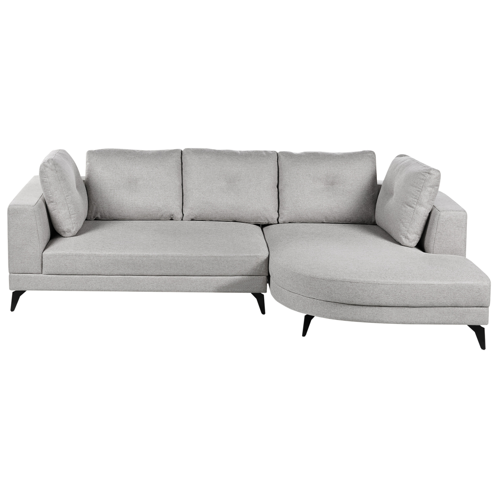 Beliani Corner Sofa 3 Seater Marum Faux Linen Grey Left Hand