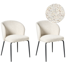 Set of 2 Dining Chairs ZANA Boucle Light Beige