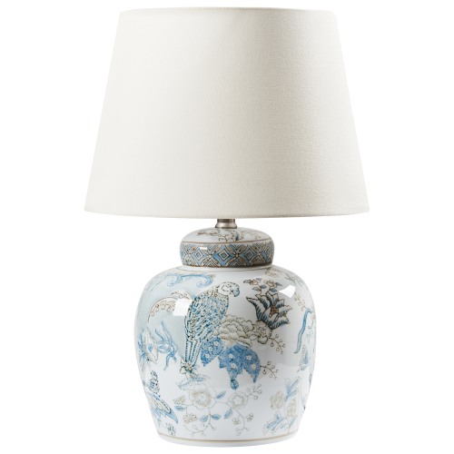 Beliani Table Lamp JAMAPA Porcelain White/ Blue