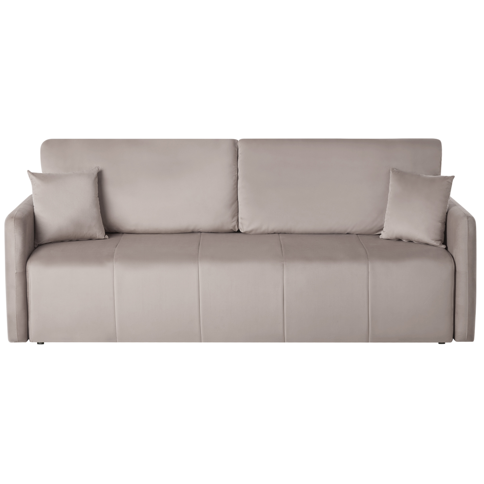 Beliani Sofa Bed 3 Seater Egge Velvet Taupe Brown