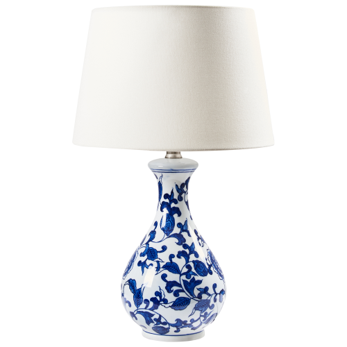 Beliani Table Lamp CARMEN Porcelain White/ Blue