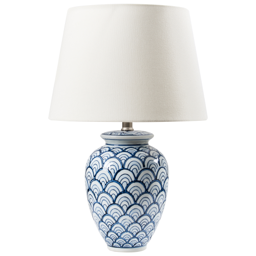 Beliani Table Lamp JAUCA Porcelain White/ Blue