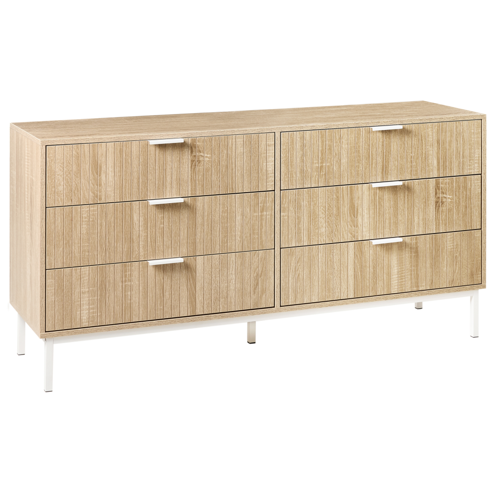 Beliani 6 Drawer Chest Royalla Light Brown