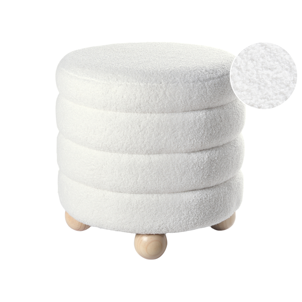 Beliani Pouffe Chilly Boucle Off- White