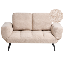 Sofa Bed 2 Seater BREKKE Boucle Beige