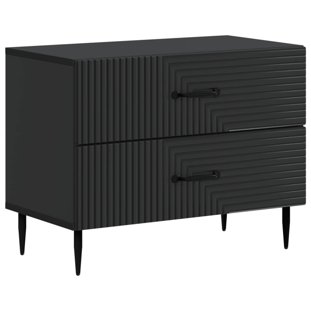Vidaxl Bedside Cabinet 62 X 34.5 X 47.5 Cm Engineered Wood Black
