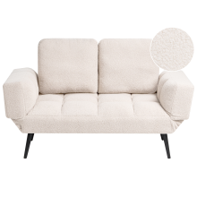 Sofa Bed 2 Seater BREKKE Boucle Off-White