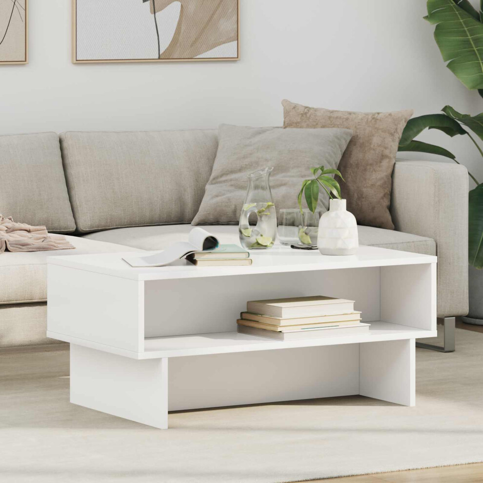 Vidaxl Coffee Table White 80 X 46 X 35 Cm Engineered Wood White,Brown