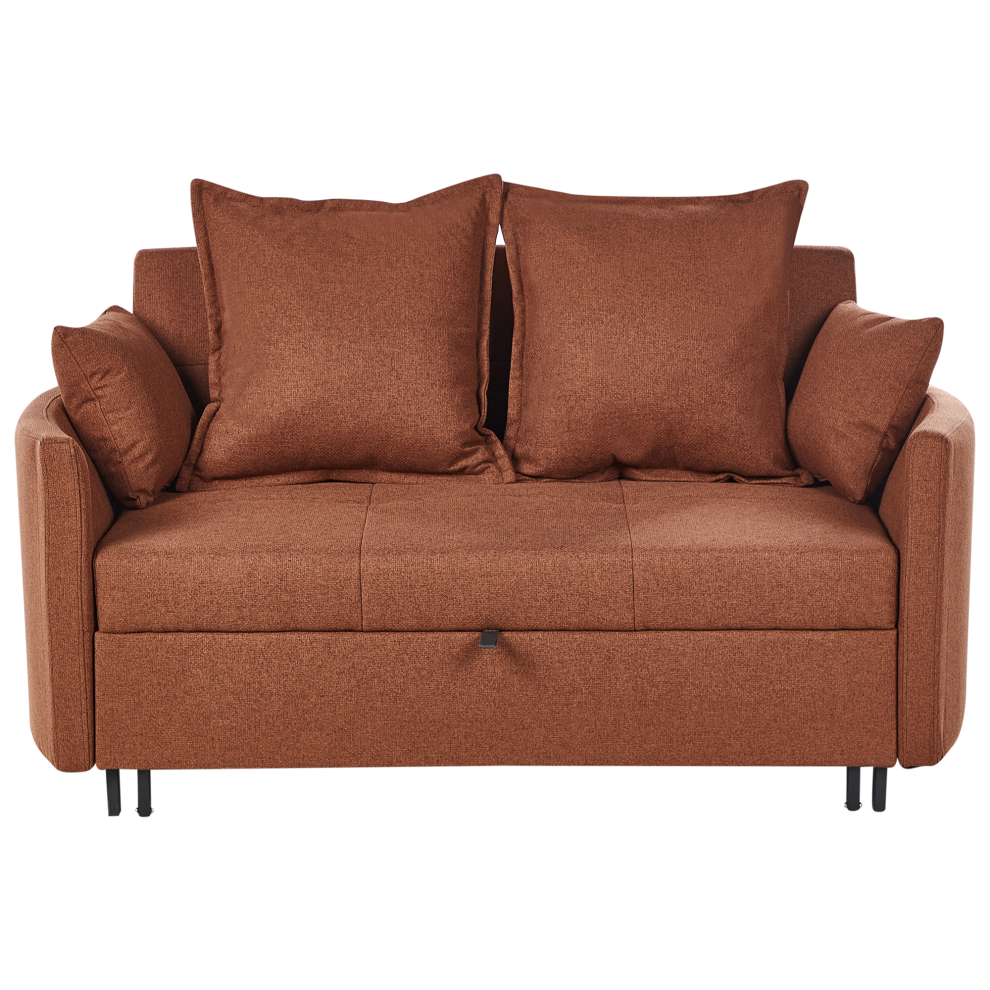 Beliani Sofa Bed 2 Seater Hovin Fabric Golden Brown