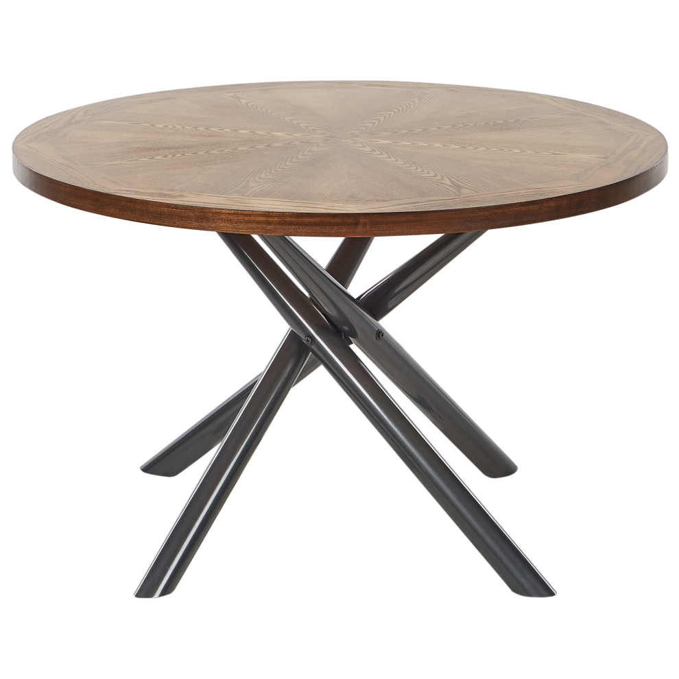 Beliani Dining Table Lorenzo Brown Ash Wood 120 Cm 120 Cm