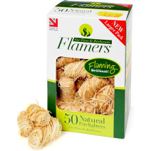 Flamers Firelighters - 50 Units Natural Fire Lighters for Wood Burner Firepit Bb