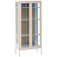 Glass Display Cabinet with LED HARTY Metal 80 cm Beige